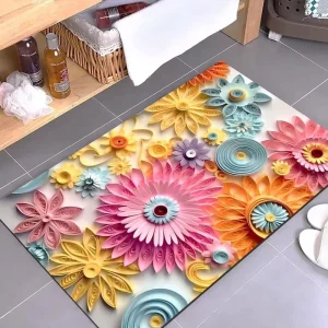 Trendy Square Rubber Kitchen Drainage Pad Waterproof Anti Slip Heat Safe Thin Rug Stylish Floor Mat for Home & Hotel