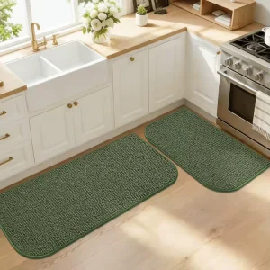 Tufted Kitchen Rug Set of 2, Rectangle, Machine-Washable, Non-Slip, Absorbent Floor and Sink Mats