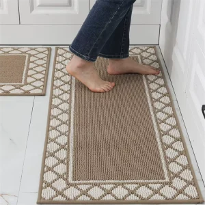 Tufted Polypropylene Absorbent Kitchen Runner Rugs Stain Resistant Non-Slip Washable Floor Mat Set