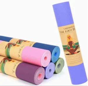 Two-Color Position Line TPE Yoga Mat, 6 mm, Non-Slip, 183 cm, for Gym, Running, Dance, and Sports