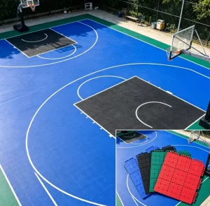 UV-Resistant All-Weather Suspended Interlocking Tiles with Anti-Slip Surface for Basketball Courts and Sports Flooring