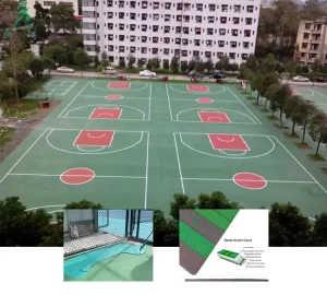 UV Resistant Eco Friendly Acrylic Sport Surface Anti Slip Shock Flooring Pickleball Court