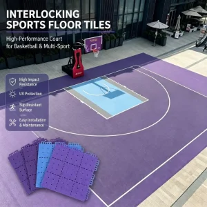 UV Resistant Waterproof Anti Slip Shock Absorbing Outdoor Basketball and Tennis Court Suspended Interlocking Flooring