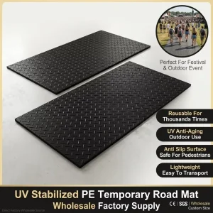UV-Stabilized Reusable Polyethylene Temporary Road Mat for Outdoor Events, Festivals, and Floors
