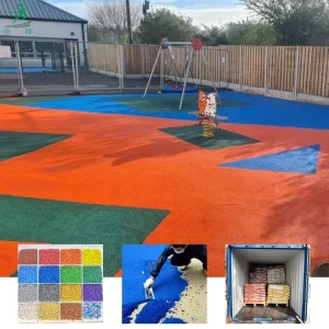 UV resistant High Elastic Eco Friendly Shock Absorption Anti Slip EPDM Granules Wet Pour Rubber Crumb Flooring Sports Floor