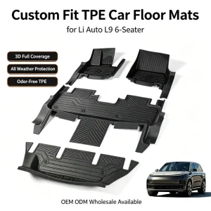 Universal SUV TPE Car Floor Mats, Waterproof, Anti-Slip, Odorless, Full Set, Black, 3mm Thick