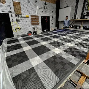 Vented Modular Plastic Interlocking Garage Floor Tiles for Indoor Garage, Car Detailing Shop, Workshop, and Showroom