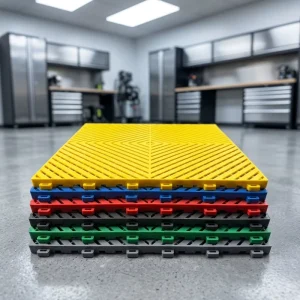 Versatile Plastic Interlock Tiles for Garage Flooring with Drainage Channels and Slip Protection for Personal Spaces