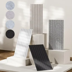 Vertical Stripes Design Self adhesive PET Felt Acoustic Panel Soundproof High Density Polyester Fiber Acoustic Panel for Walls