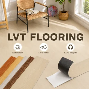 Vinyl Floor Tiles LVT Peel Stick Adhesive Backing Oak Grain Waterproof Easy Cut DIY Kitchen Bathroom Supply