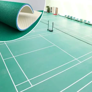 Virgin PVC Badminton Sports Flooring 3.5-8mm Crystal Sand Surface High-Resilience Waterproof 1.8m Roll Width BWF