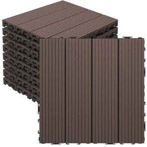 WPC Anti-Slip Decking Tiles Waterproof Interlocking Wood Plastic Outdoor Floor Tiles