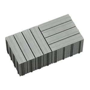 WPC Composite Deck Tiles 118″ Interlocking Water-Resistant Weatherproof Patio Flooring Indoor/Outdoor
