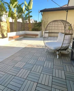 WPC DIY Outdoor Waterproof Anti-Slip Recyclable Decking Tiles Wood Plastic Composite Flooring for Garden Courtyard
