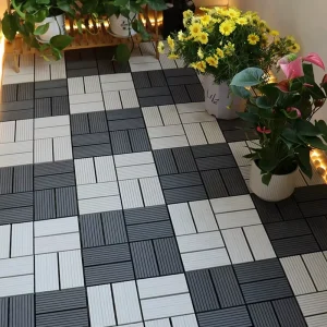 WPC Decking Waterproof Fireproof Anti-Slip High-Gloss Square 3D Wood-Grain Interlocking Outdoor Basement Exterior