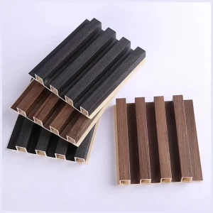 WPC PVC Acoustic Wooden Slat Wall Panels Modern Design Waterproof Fire Retardant for Hotel Kitchen Hospital Living Room Use