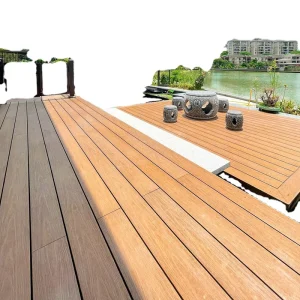 WPC Waterproof Fireproof Anti-Slip High-Gloss Square 3D Wood Grain Interlocking Decking for Outdoor Basement and Exterior