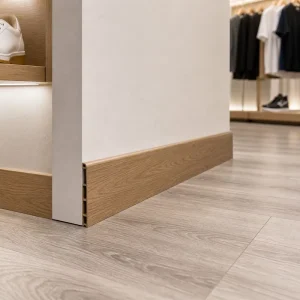 WYRAX WPC Skirting Board Oak 80mm Wood Grain Floor Trim Matching SPC Flooring Office Retail Commercial