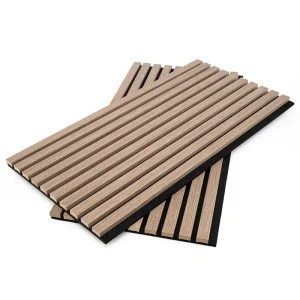 Walnut Acoustic Slat Wood Wall Panels 3 Sides Veneer Akupanel Wood Slat Polyester Acoustic Panel for House Interior Decoration