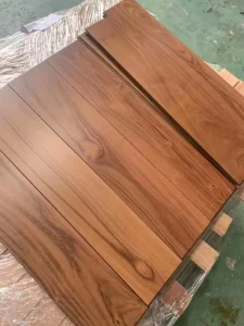 Walnut Color Natural Chinese Teak Hardwood Flooring, French Design, Non-Slip, Scratch- and Dent-Resistant