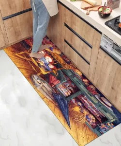 Washable Long Leather Kitchen Mat for Home