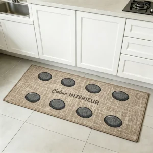 Washable Polyester Kitchen Mat Non-Slip Oil-Resistant Novel Pattern
