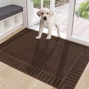 Washable Tufted Striped Low-Profile Entrance Mats Polyester Anti Slip Floor Door Mat Dirt Trapper Absorbent