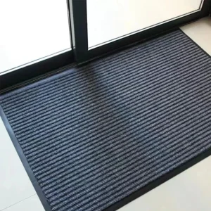 Washable Woven Anti-Slip PVC+PE Doormat Double-Striped Entrance Mat for Kitchen