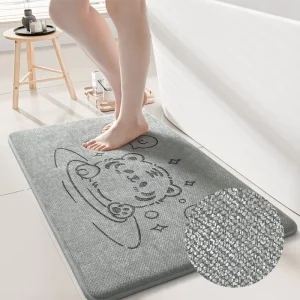 Water Absorbent Bath Mat Non Slip Quick Dry Custom Cartoon Tiger Print Soft Shower Floor Mat for Bathroom Entrance