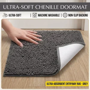 Water Absorbent Microfiber Quick Dry Chenille Entryway Rug Slip Resistant Indoor Mats for Entryway Machine Washable