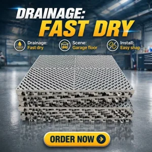 Water Permeable Hollow Grid Interlocking Plastic Floor Mat Wear Resistant Splicing Tile for Balcony Garage Factory Car Wash