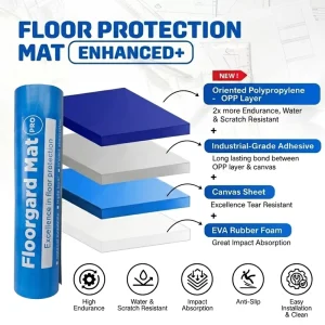 Waterproof Anti-Slip Floor Protection Film, No-Residue, for Stone Floors