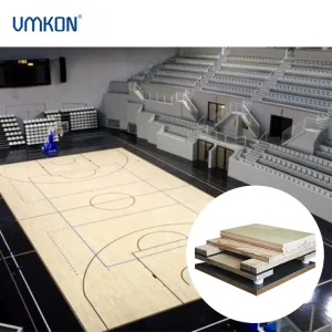 Waterproof Basketball Court For Kids Nonslip Interlocking Wood Athletic Flooring With 18mm Thickness For Indoor Sports Courts