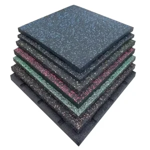 Waterproof Black Rubber Gym Mats and Floor Tiles 15-50mm Thick Fitness Center Flooring FRD-002