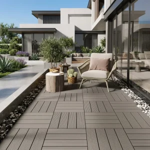 Waterproof Co-Extrusion WPC Decking Tile with Plastic Frame, Double Edges, Moisture-Resistant for Outdoor Terrace