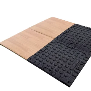 Waterproof PVC Wood-Grain Gym Floor Tiles, Noise Reduction, Rubber Flooring Mat