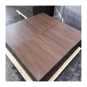 Waterproof PVC Wood Grain Surface Rubber Flooring Tile for Gym and Sports Venue