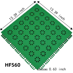 Waterproof Suspended Sports Flooring Interlocking Tiles with Drainage Lock Catch, Polypropylene