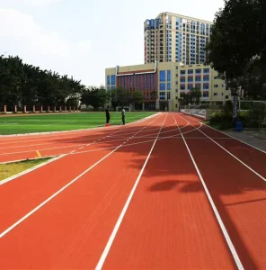 Waterproof Synthetic Rubber Athletic Track Flooring 15mm Pile Height Prefabricated Roll