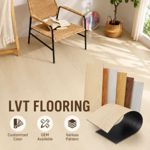 Waterproof Vinyl Flooring Tiles LVT Self Adhesive Wood Grain Moisture Resistant Quick Install Bedroom Living Room Renovation
