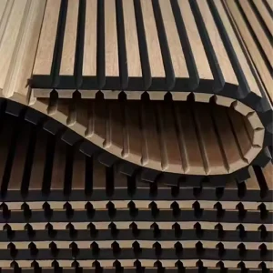 Wave Shape Acoustic Wood Veneer Wall Panel with Graphic Design for Living Room Sound Absorption