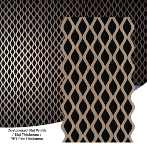 Wavy Wood Veneer Acoustic Panels Perforated Polyester Sound Absorbing Wall Panels for Living Room and Hotel