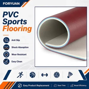Wear Resistant Anti Slip PVC Sports Vinyl Flooring Rolls Shock Absorbing Durable Surface for Gym Basketball Court Use