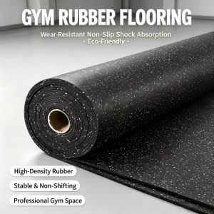 Wear-Resistant Customizable Rubber Roll Mat, Shock-Absorbing Waterproof Gym Flooring for Weight Lifting Zones