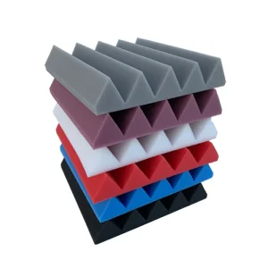 Wedge Shape Fireproof PU Acoustic Foam Panels with High Effective Absorption NRC 0.8 Approx. 25x25x5cm for Studio Use
