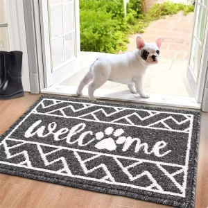 Welcome Door Mat Indoor Entrance Absorbent Dog Door Mats Machine Washable Front Door Mat Anti-Slip