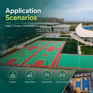 Wet Pour Anti slip Elastic Silicon PU Material Eco Friendly Shock Absorption Sports Court Outdoor Basketball Sports Flooring