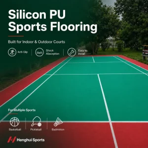 Wet Pour Plastic Silicon PU Topcoat Paint Eco Friendly Anti Slip Shock Absorption Easy Installation Basketball Sports Flooring