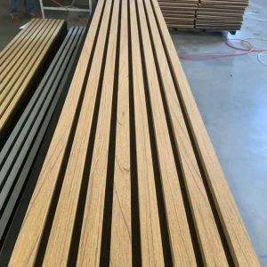 White Oak Acoustic Wooden Fluted Wall Panels Soundproof Wood Slat Acoustic Panels Pet Polyester Fibre Acoustic Panels Akupanel