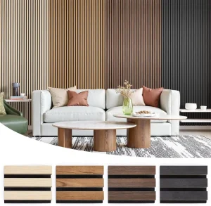 White Oak Teak Walnut Black Oak Veneer MDF Wood Slat Acoustic Panels for Interior Wall Decor Living Room Bedroom Music Studio